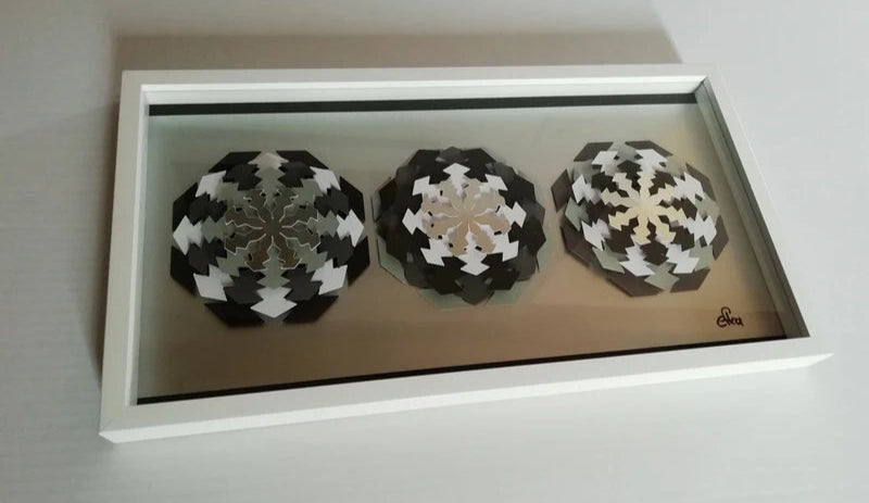 Tonnerre encadré, mandala contemporain et investissement spirituel 23x43cm