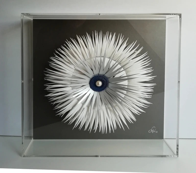 Rosace Double Corps face encadrée, sculpture architecturale majestueuse 40x40x9cm