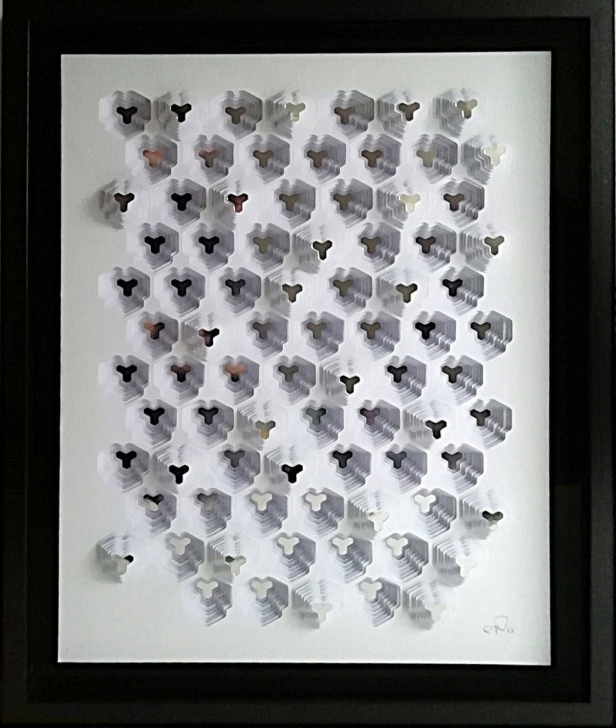 Difraction Hexagonale encadrée, art scientifique français et cristallographie appliquée
