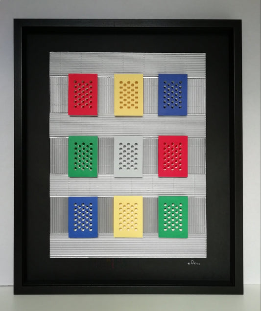 Façade frontale - Op Art cinétique ombres géométriques