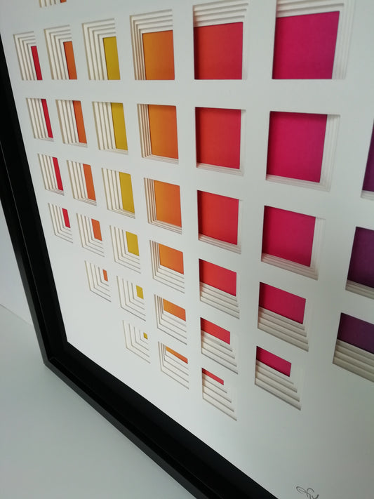 Vue latérale Escaliers Chromatiques - architecture contemplative progression colorée