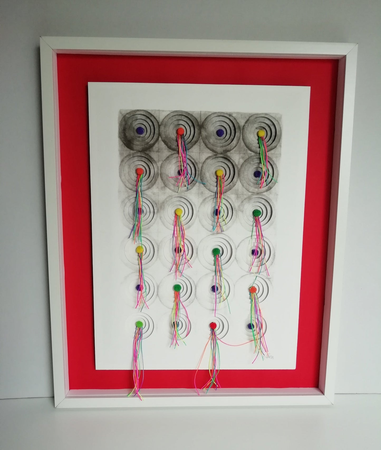 Fils de Pluie face encadrée, recherche textile et immersion chorégraphique 50x40cm