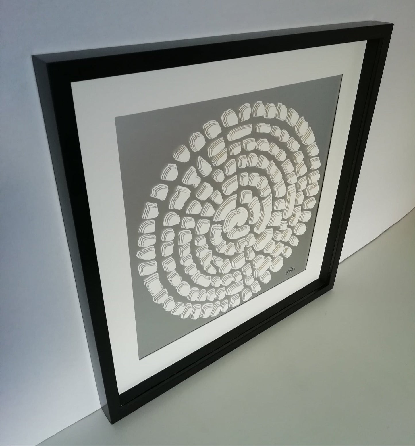 Panneau négatif Spirales Minérales profil gauche, spirales Fibonacci et méditation temporelle