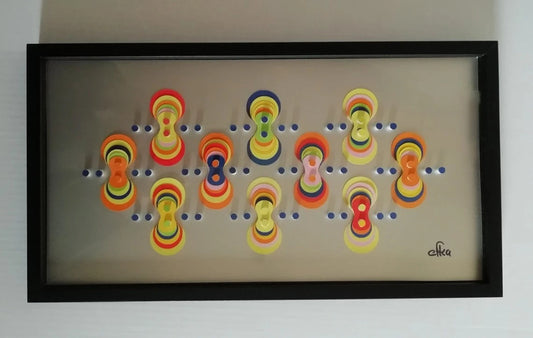 Résonances Colorées vue frontale, symphonie abstraite contemporaine et harmonie chromatique rythmée