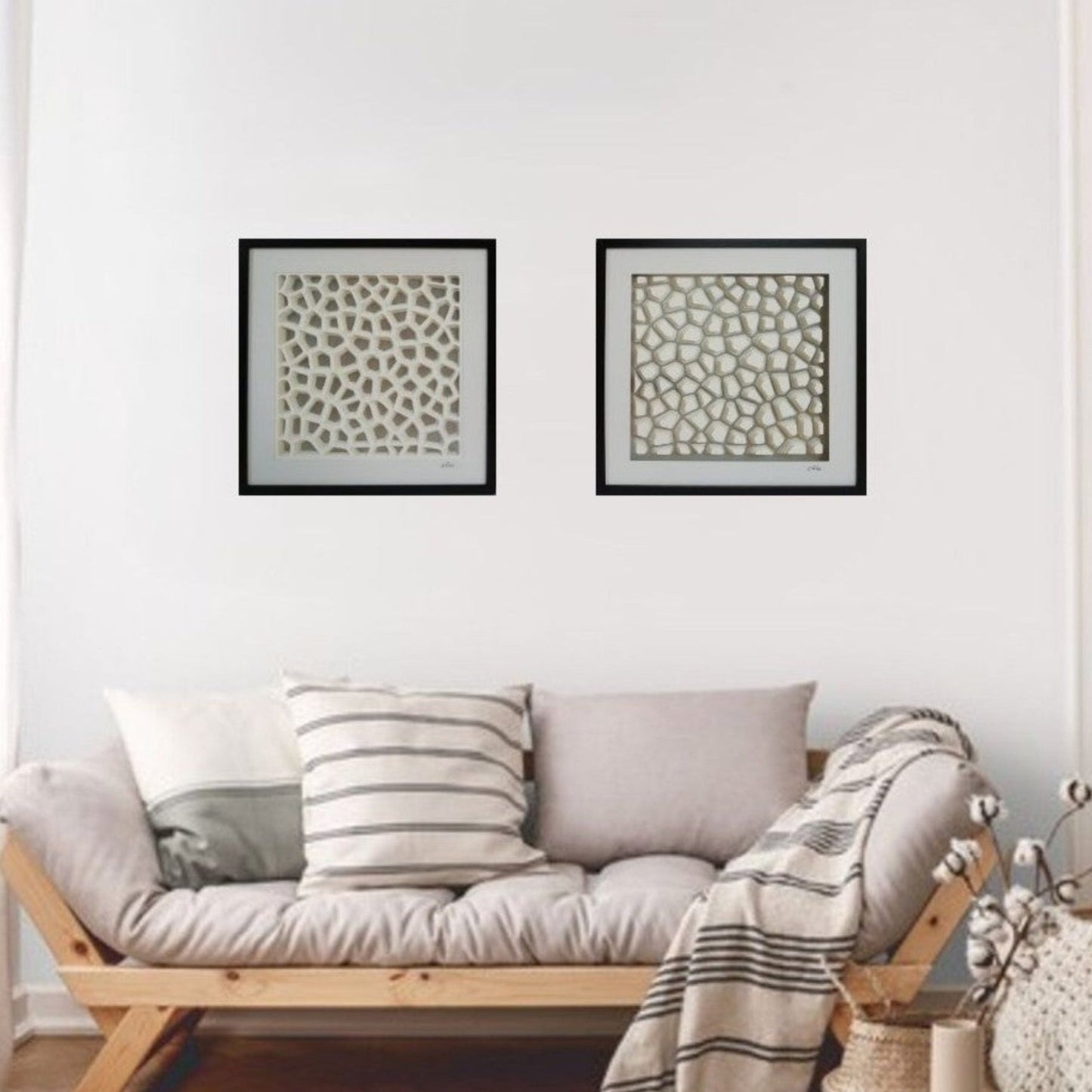 Dialogue Cellulaire - diptyque organique contemporain art abstrait microscopique