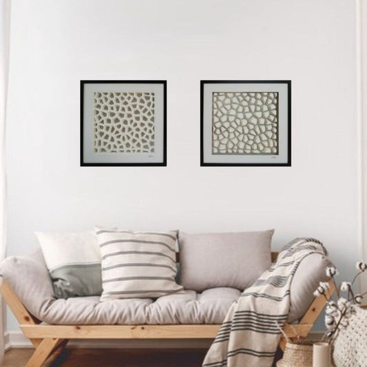 Dialogue Cellulaire - diptyque organique contemporain art abstrait microscopique