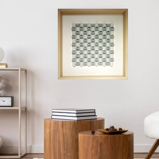 Diedral 02 - art minimaliste papier blanc relief géométrie lumineuse contemporaine