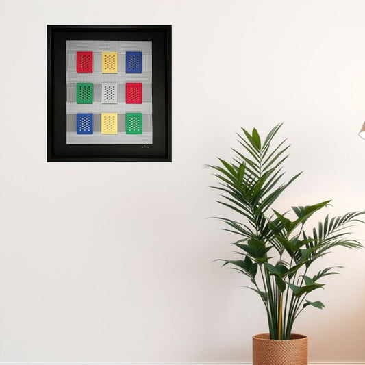 Façade - art géométrique perforé hommage De Stijl Op Art contemporain