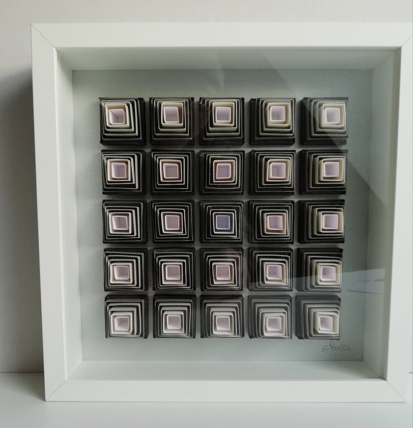 Op Art 3D cubes imbriqués, illusion optique vue d'ensemble
