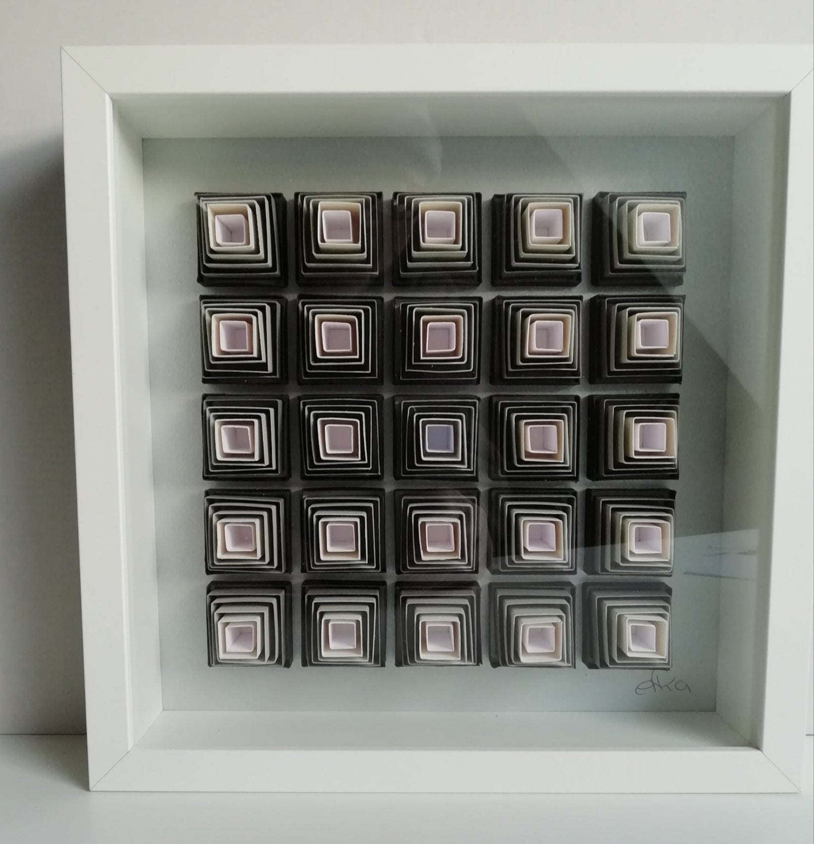 Op Art 3D cubes imbriqués, illusion optique vue d'ensemble