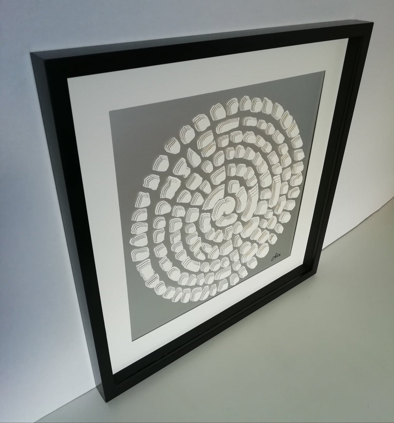 Panneau négatif Spirales Minérales profil gauche, spirales Fibonacci et méditation temporelle