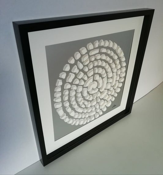 Panneau négatif Spirales Minérales profil gauche, spirales Fibonacci et méditation temporelle