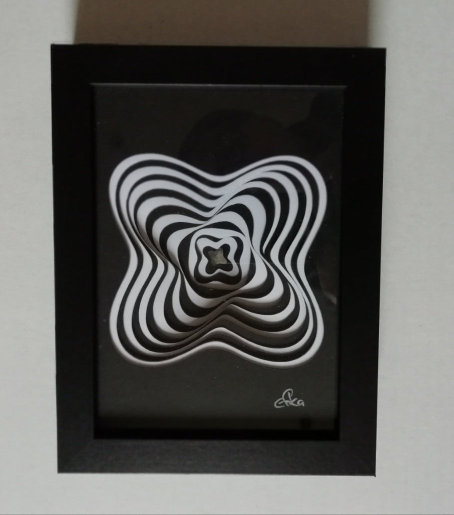 Vortex Dimensionnel vue frontale, dimension parallèle et hypnose visuelle Vasarely Riley Soto