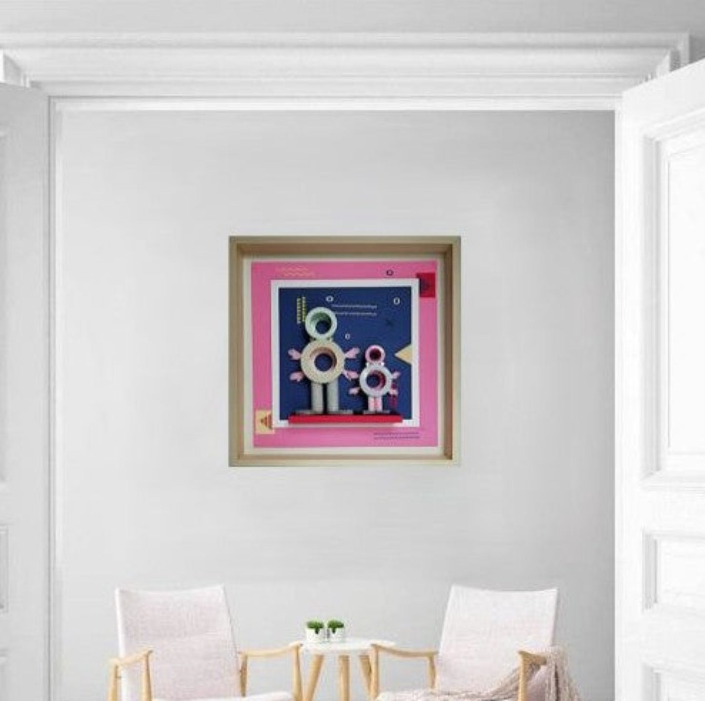 Père et Fils - art optique papier 3D narratif sculpture familiale touchante