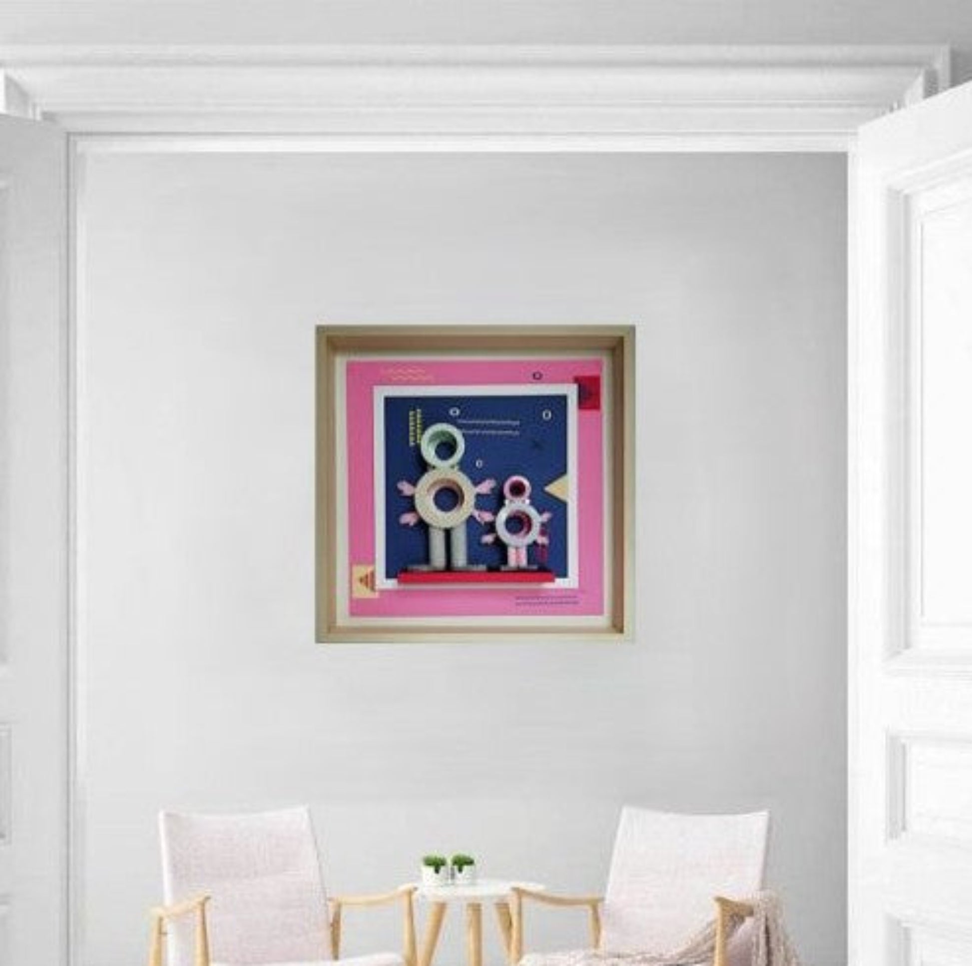 Père et Fils - art optique papier 3D narratif sculpture familiale touchante