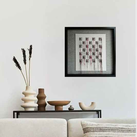 Pop Éclosion - art textile géométrique tension ordre-chaos contemporain