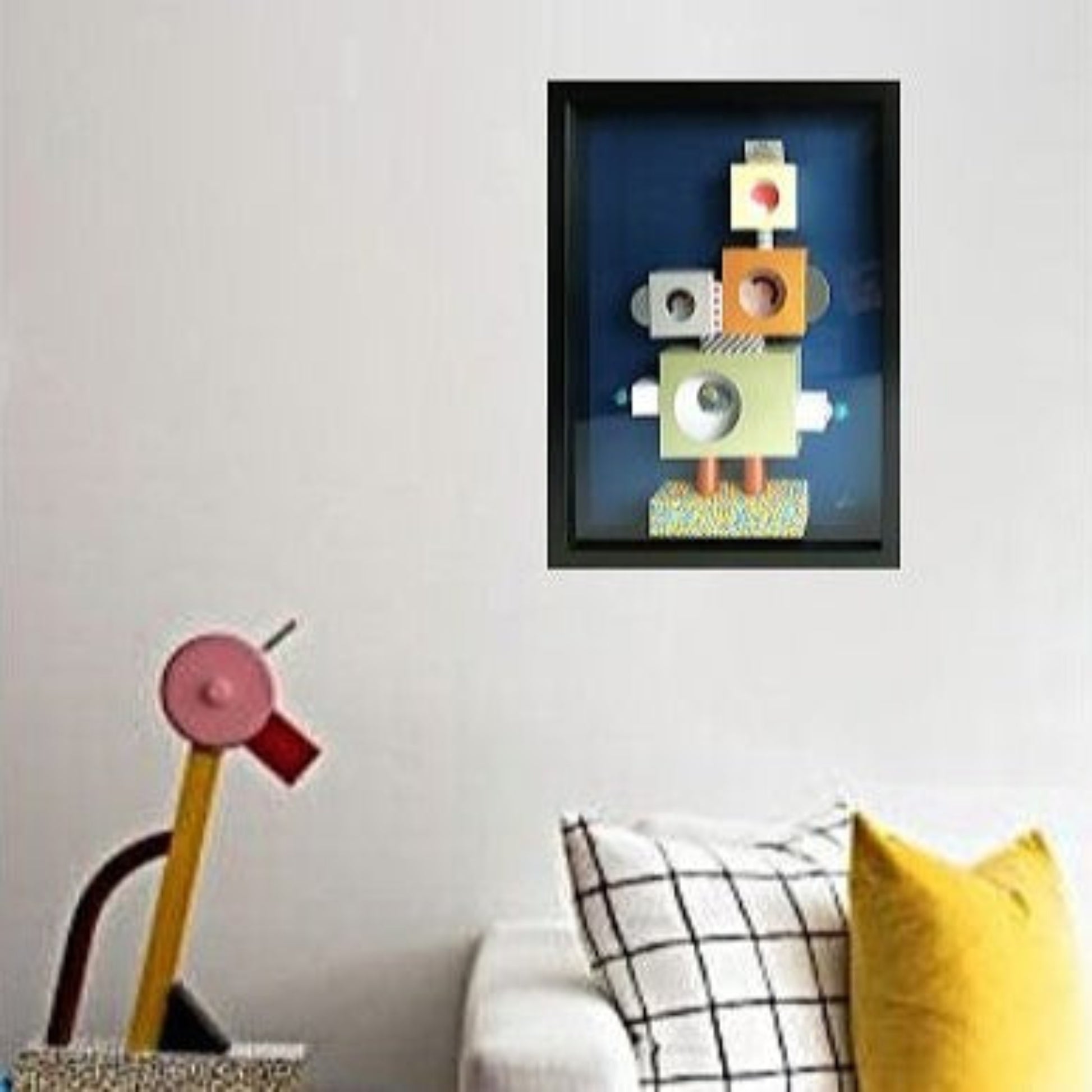 Memphis Robot V2 - art surréaliste vibrant sculpture imaginative
