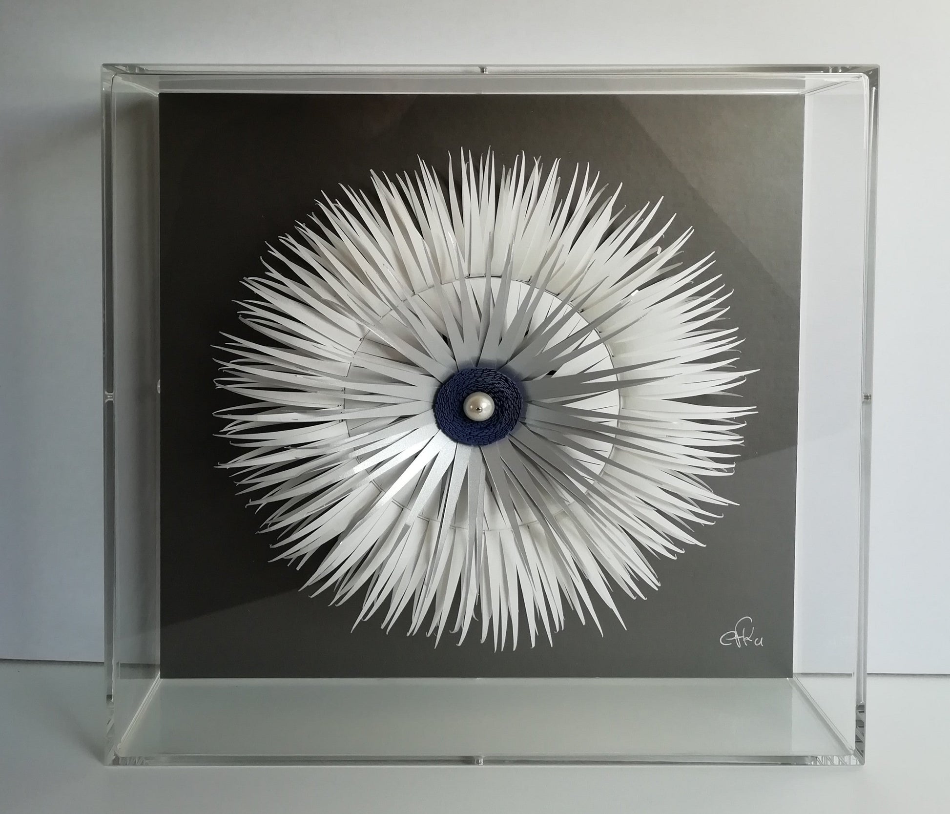 Rosace Double Corps face encadrée, sculpture architecturale majestueuse 40x40x9cm 